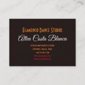 Spanischer Flamenco-Tänzer mit Ventilator, schwarz Visitenkarte (Rückseite)