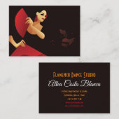 Spanischer Flamenco-Tänzer mit Ventilator, schwarz Visitenkarte (Vorne/Hinten)