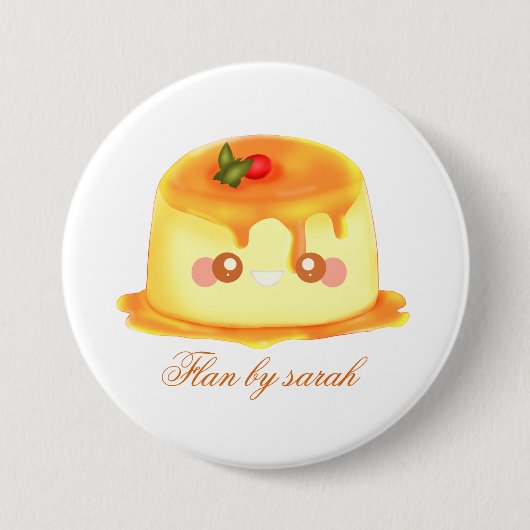 Spanischer Flan aus glattem und cremigem Karamell Button (Vorderseite)