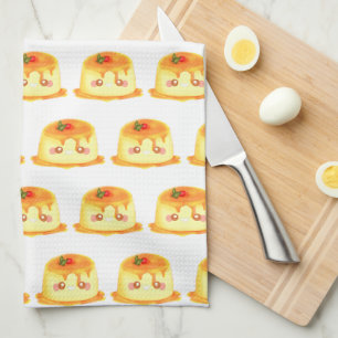 Spanischer Flan aus glattem und cremigem Karamell Geschirrtuch