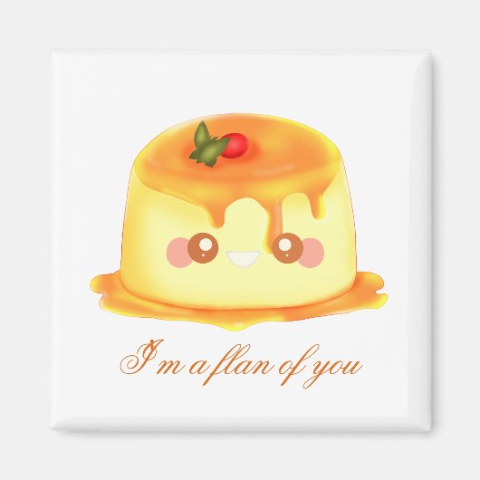 Spanischer Flan aus glattem und cremigem Karamell Magnet (Vorne)