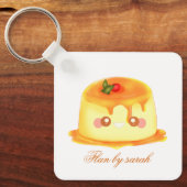 Spanischer Flan aus glattem und cremigem Karamell Schlüsselanhänger (Vorderseite)