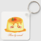 Spanischer Flan aus glattem und cremigem Karamell Schlüsselanhänger (Rückseite)