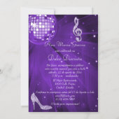 Spanischer Flieder Disco Ball & Glitzerschuhe Swee Einladung (Rückseite)