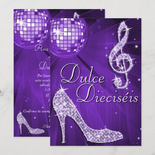 Spanischer Flieder Disco Ball & Glitzerschuhe Swee Einladung