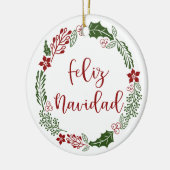 Spanischer froher Weihnachtskranz, Feliz Navidad Keramik Ornament (Links)