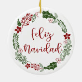 Spanischer froher Weihnachtskranz, Feliz Navidad Keramik Ornament (Hinten)