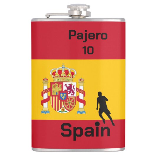 Spanischer Fußball, anpassbar Flachmann (Vorderseite)