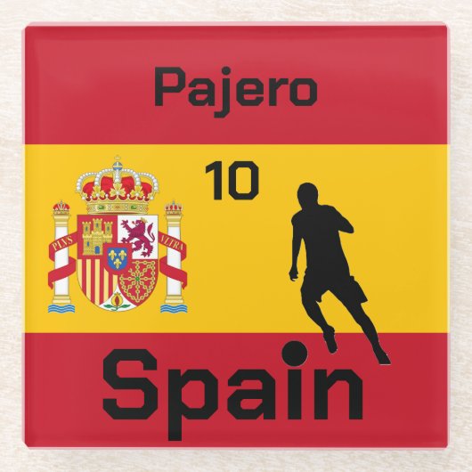 Spanischer Fußball, anpassbar Glasuntersetzer (Vorderseite)