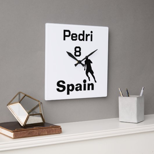 Spanischer Fußball, anpassbar Quadratische Wanduhr (Büro)