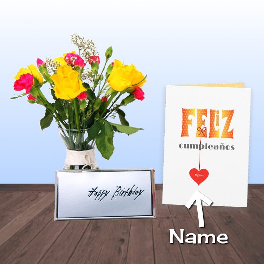 Spanischer Geburtstag Personalisierter Name FELIZ Karte