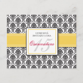SPANISCHER gelber Damast Quinceañera Invitación Einladung