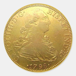 Spanischer Gold Doubloon Round Sticker