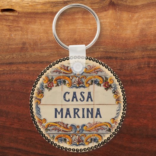 Spanischer Hausname (Text anpassbar) Schlüsselanhä Schlüsselanhänger (Vorderseite)