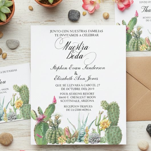 Spanischer Hochzeitskaktus Einladung zum Kindergar Flyer