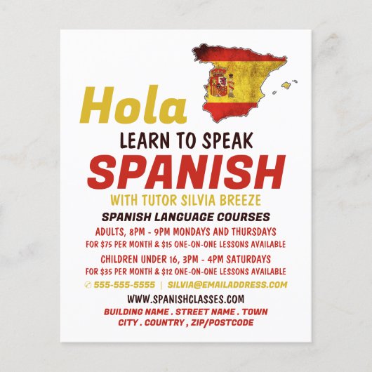 Spanischer Hola, Spanischer Sprachkurs Flyer (Vorne)