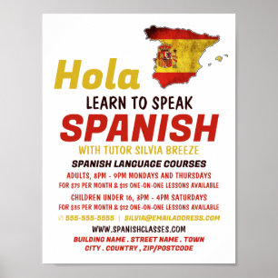 Spanischer Hola, Spanischer Sprachkurs Poster
