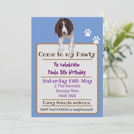 Spanischer Hund König Charles Springer Einladung (Stehend Vorderseite)