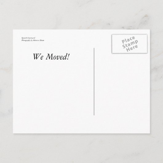 Spanischer Innenhof Ankündigungspostkarte (Rückseite)