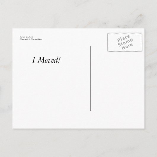 Spanischer Innenhof Ankündigungspostkarte (Rückseite)