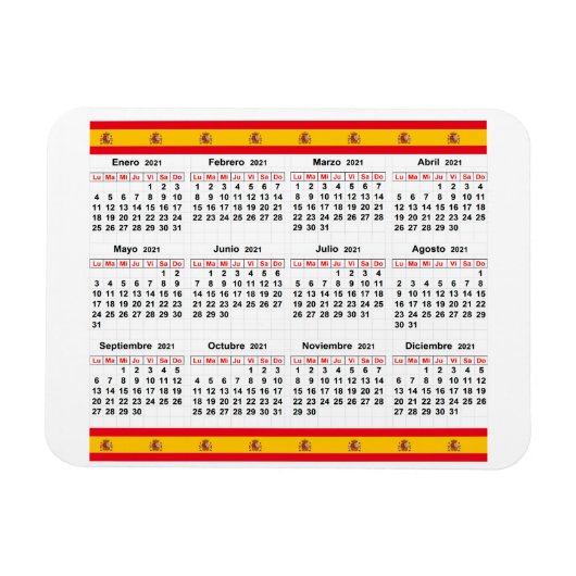 Spanischer Kalender 2021 Magnet (Horizontal)