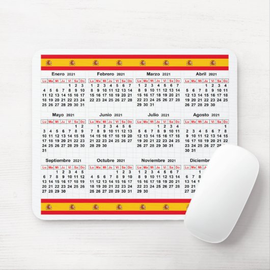 Spanischer Kalender 2021 Mousepad (Mit Mouse)