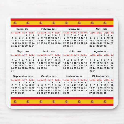 Spanischer Kalender 2021 Mousepad (Vorne)