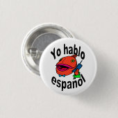 Spanischer Knopf - Fisch sagt "Yo hablo español " Button (Vorne & Hinten)