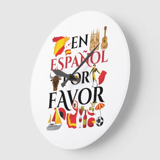Spanischer Lehrer En Espanol Pour Gefallen Große Wanduhr (Winkel)