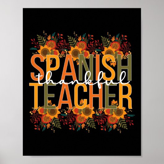 Spanischer Lehrer Erntedank Spanischer Unterricht Poster (Vorne)