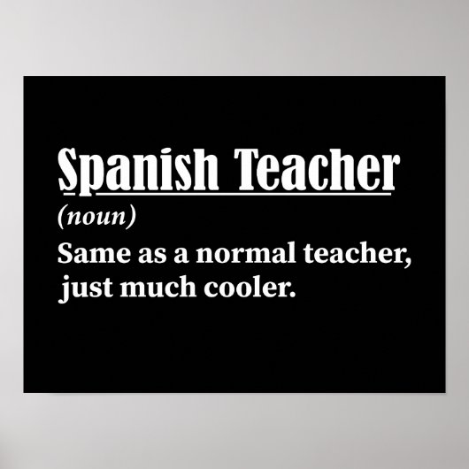Spanischer Lehrer Funny Definition Poster (Vorne)