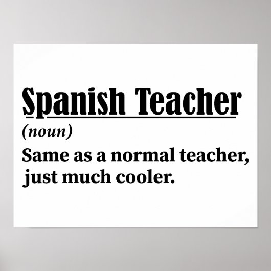 Spanischer Lehrer Funny Definition Poster (Vorne)