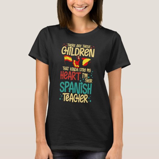 Spanischer Lehrer Spanien Flaggensprachunterricht T-Shirt (Vorderseite)