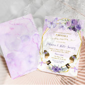 Spanischer Lila Schmetterling Twins Primera Comuni Einladung