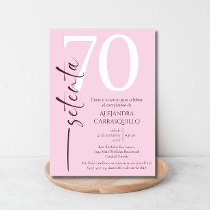 Spanischer Minimalistischer Rosa Zarter 70. Geburt Einladung