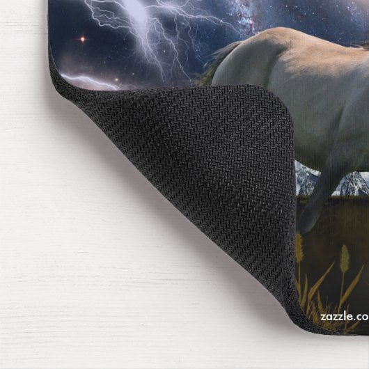 Spanischer Mustang, Bald Adler & Galaxy Art Mousep Mousepad (Ecke)