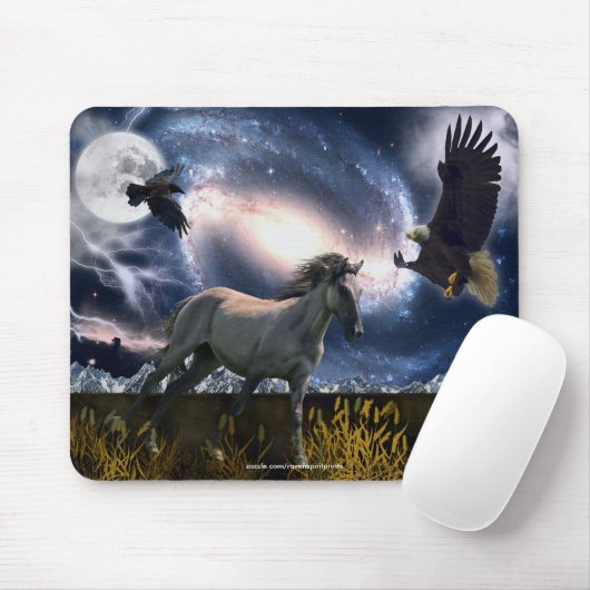 Spanischer Mustang, Bald Adler & Galaxy Art Mousep Mousepad (Mit Mouse)