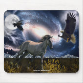Spanischer Mustang, Bald Adler & Galaxy Art Mousep Mousepad (Vorne)