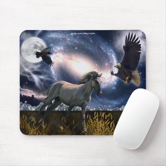 Spanischer Mustang, Bald Adler & Galaxy Art Mousep Mousepad (Mit Mouse)