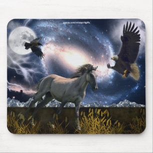 Spanischer Mustang, Bald Adler & Galaxy Art Mousep Mousepad