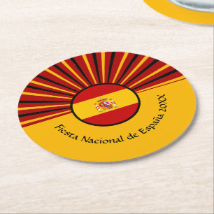 Spanischer Nationalfeiertag Spanien Hispanic Runder Pappuntersetzer