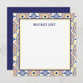 Spanischer Navy Yellow Tile Mediterranean Bucket V Einladung (Vorne/Hinten)