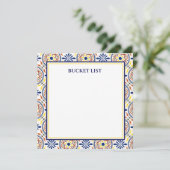 Spanischer Navy Yellow Tile Mediterranean Bucket V Einladung (Stehend Vorderseite)