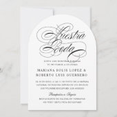 Spanischer Nuestra Boda Black and White Arch Einladung (Vorderseite)