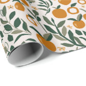 Spanischer Obstgarten - Muster von Orangen und Blä Geschenkpapier (Rolleneckpunkt)