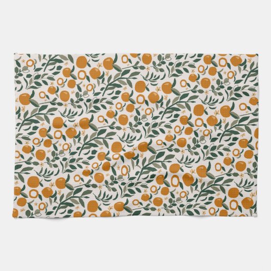 Spanischer Obstgarten - Muster von Orangen und Blä Geschirrtuch (Horizontal)