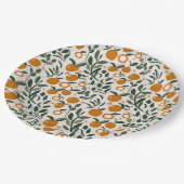 Spanischer Obstgarten - Muster von Orangen und Blä Pappteller (Schrägansicht)