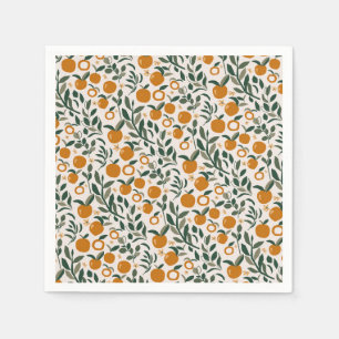 Spanischer Obstgarten - Muster von Orangen und Blä Serviette