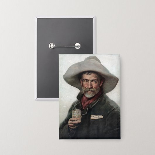 Spanischer Ranchero Cowboy in Old West Saloon Button (Vorderseite/Rückseite)