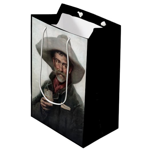 Spanischer Ranchero Cowboy in Old West Saloon Mittlere Geschenktüte (Vorderseite Schrägansicht)